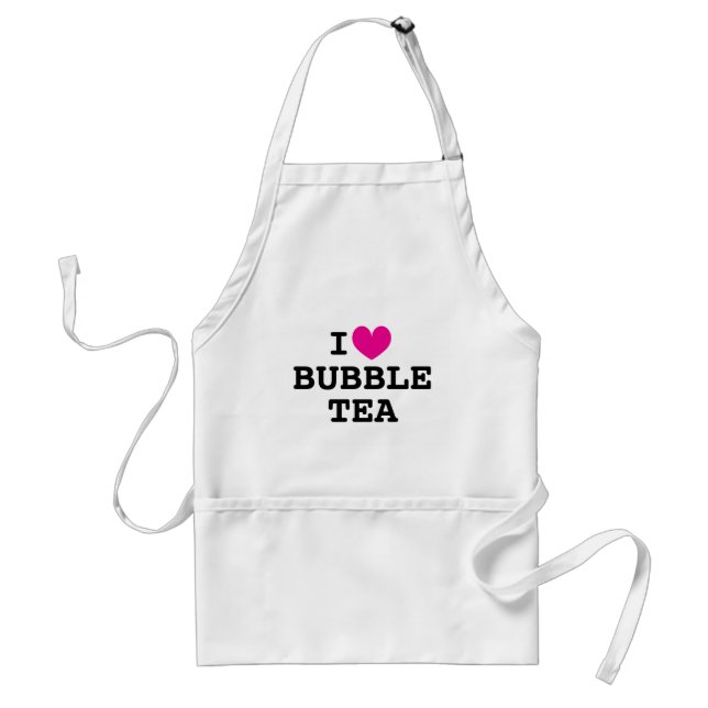 I heart Bubble Tea funny white kitchen apron (Front)