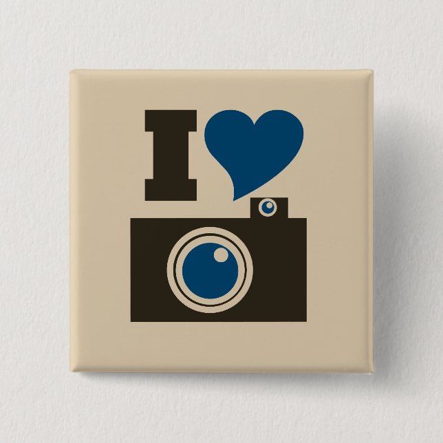I Heart Camera 15 Cm Square Badge (Front)