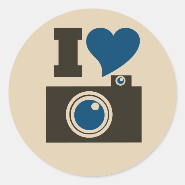 I Heart Camera Classic Round Sticker (Front)