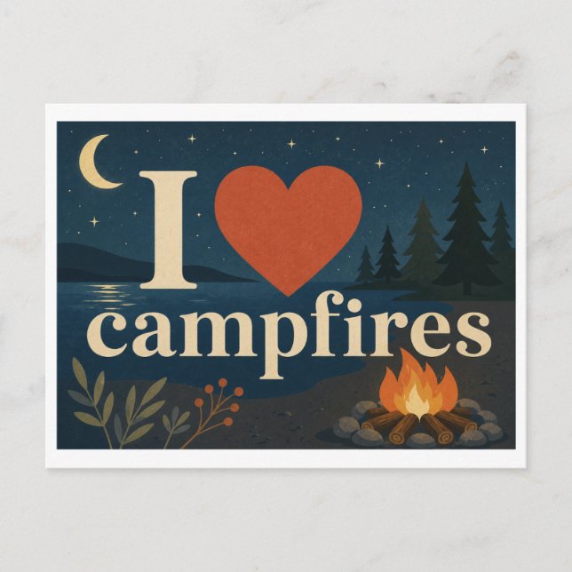 "I [Heart] Campfires" Postcard (Front)