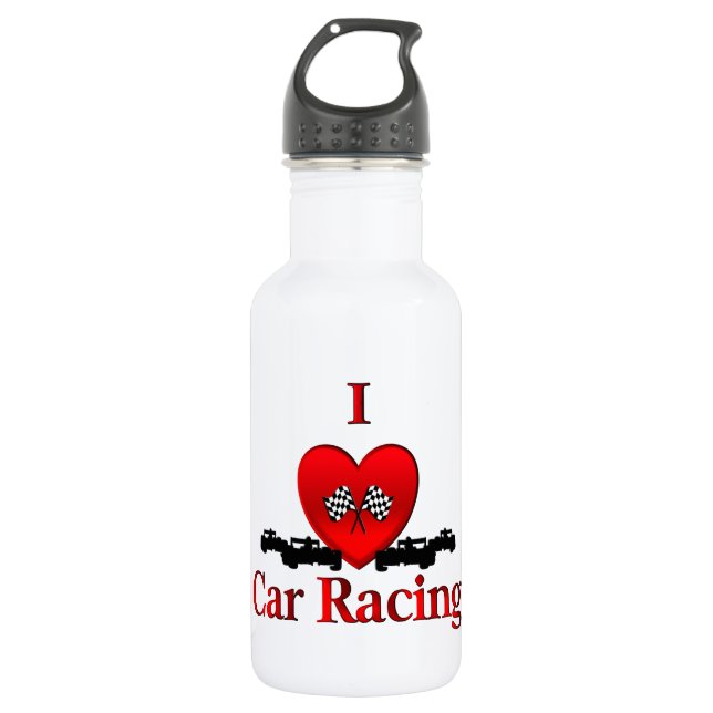 I Heart Car Racing 532 Ml Water Bottle (Front)
