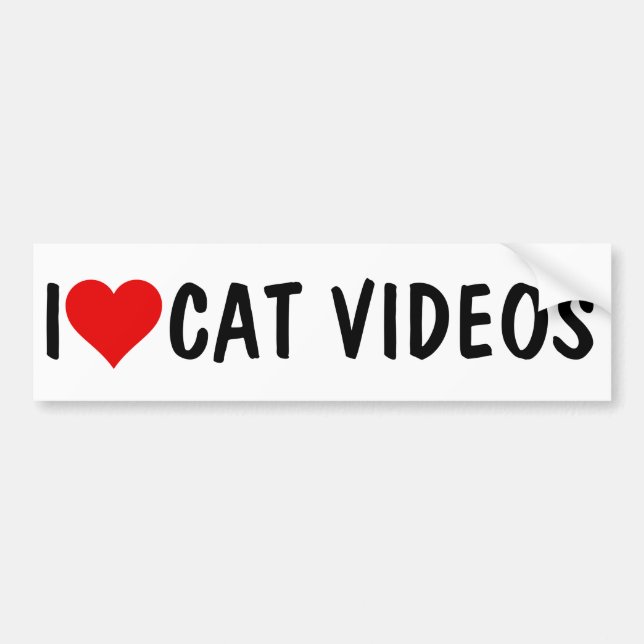 I HEART CAT VIDEOS BUMPER STICKER (Front)