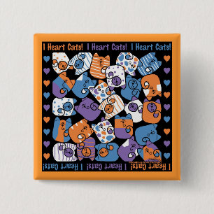 I Heart Cats! Collage 15 Cm Square Badge