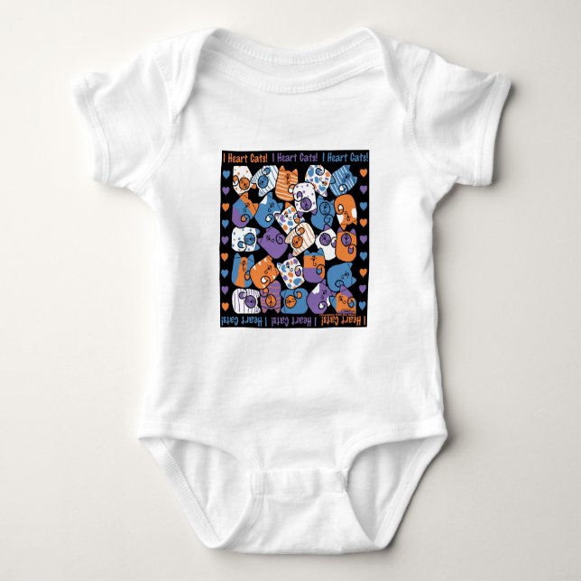 I Heart Cats! Collage Baby Bodysuit (Front)