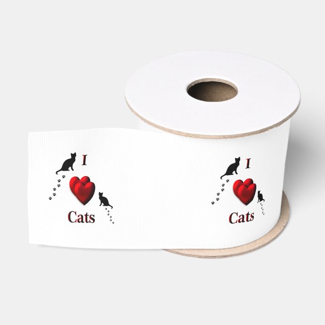 I Heart Cats Grosgrain Ribbon (Spool)
