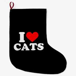 I Heart Cats - I Heart Cats I Love Cats Large Christmas Stocking