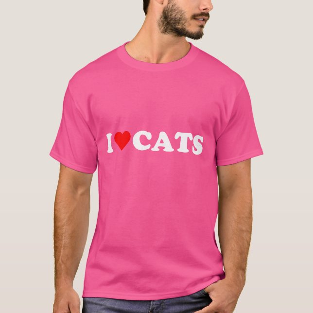 I heart Cats I love Cats cute red heart Cat loverv T-Shirt (Front)