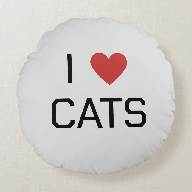 I Heart Cats Message Round Cushion (Front)