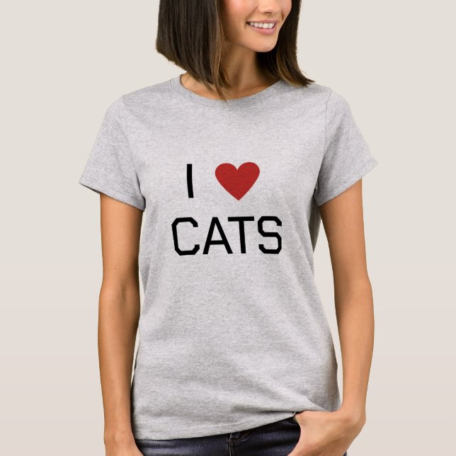 I Heart Cats Message T-Shirt (Front)