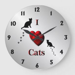 I Heart Cats Wall Clock