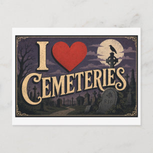"I [Heart] Cemeteries" (Night) Postcard
