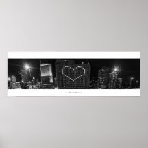 I heart Chicago Skyline in Black and White