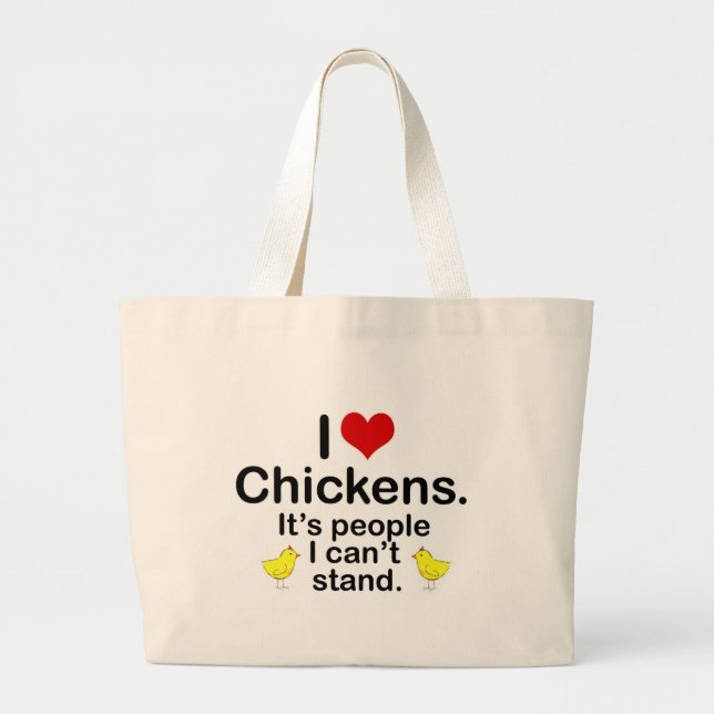 I (Heart) Chickens Large Tote Bag (Front)
