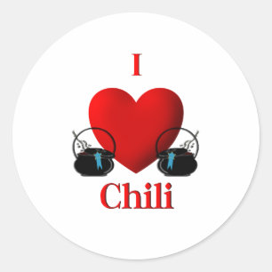 I Heart Chilli Classic Round Sticker