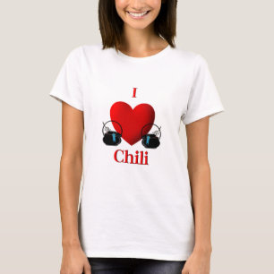 I Heart Chilli Pots with Blue Ribbons T-Shirt