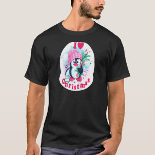 I Heart Christmas Penguin Love Candy Cane Pajama T T-Shirt