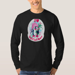 I Heart Christmas Penguin Love Candy Cane Pajama T T-Shirt