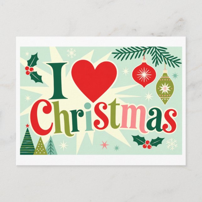 "I [Heart] Christmas" Postcard (Front)
