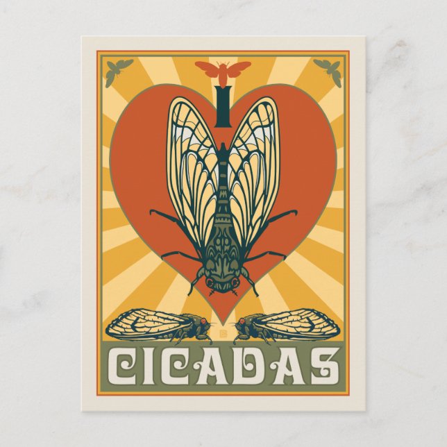 I Heart Cicadas Postcard (Front)