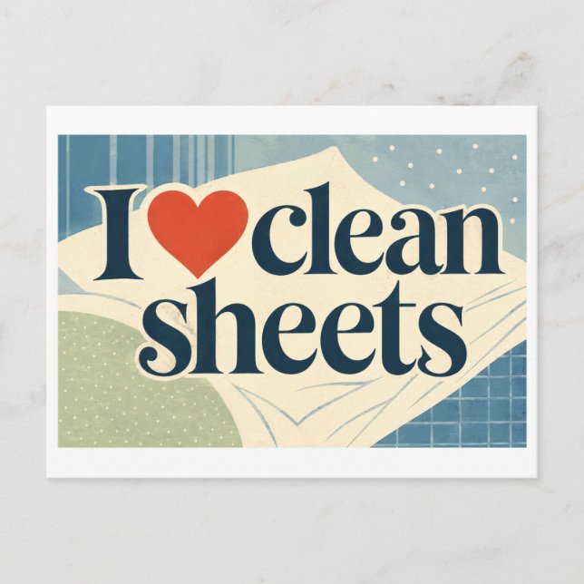 "I [Heart] Clean Sheets" Postcard (Front)