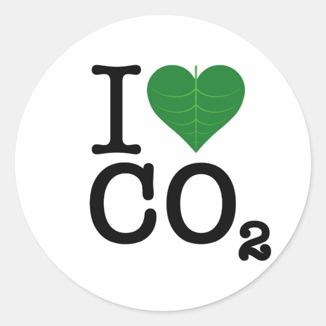 I Heart CO2 Classic Round Sticker (Front)