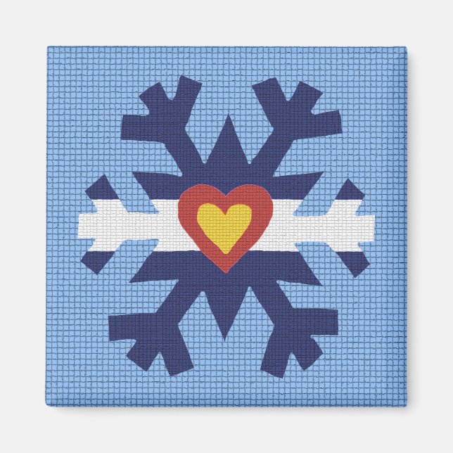 I Heart Colorado Flag Snowflake Magnet (Front)