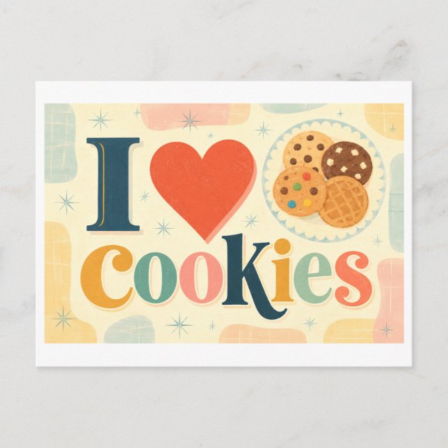 "I [Heart] Cookies" Postcard (Front)