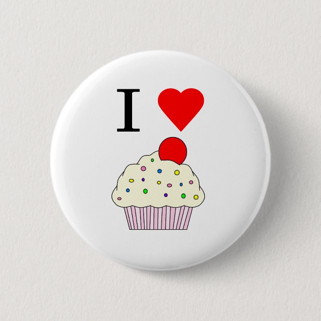 I heart Cupcakes 6 Cm Round Badge (Front)