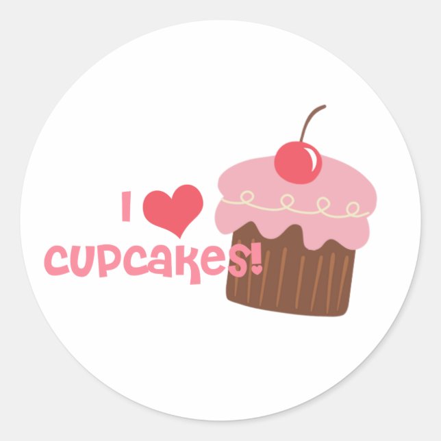 i heart cupcakes classic round sticker (Front)