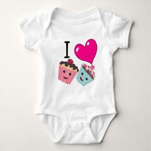 I Heart Cupcakes- I Love CupCakes Baby Bodysuit