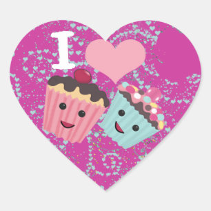 I Heart Cupcakes- I Love Cupcakes Sticker