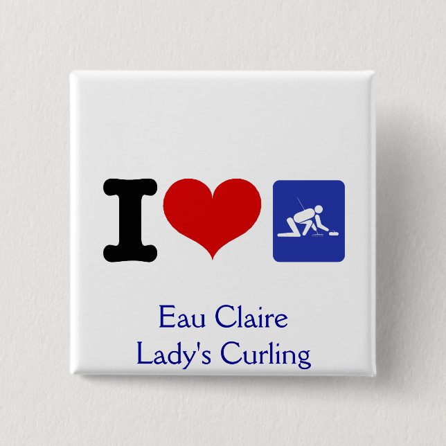 I Heart Curling 15 Cm Square Badge (Front)