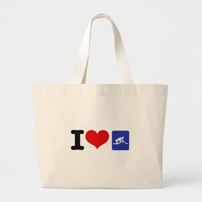 I Heart Curling Large Tote Bag (Front)