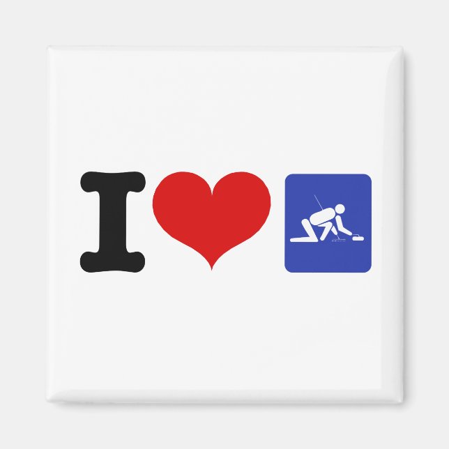 I Heart Curling Magnet (Front)
