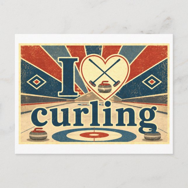 "I [Heart] Curling" Postcard (Front)
