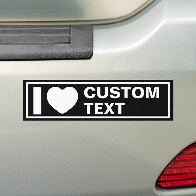 I Heart Custom Modern Black Bumper Sticker (On Car)