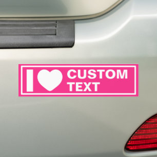 I Heart Custom Modern Hot Pink Bumper Sticker