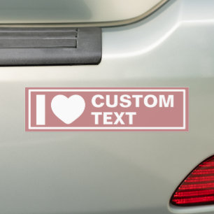 I Heart Custom Modern Minimalist Pink Bumper Sticker