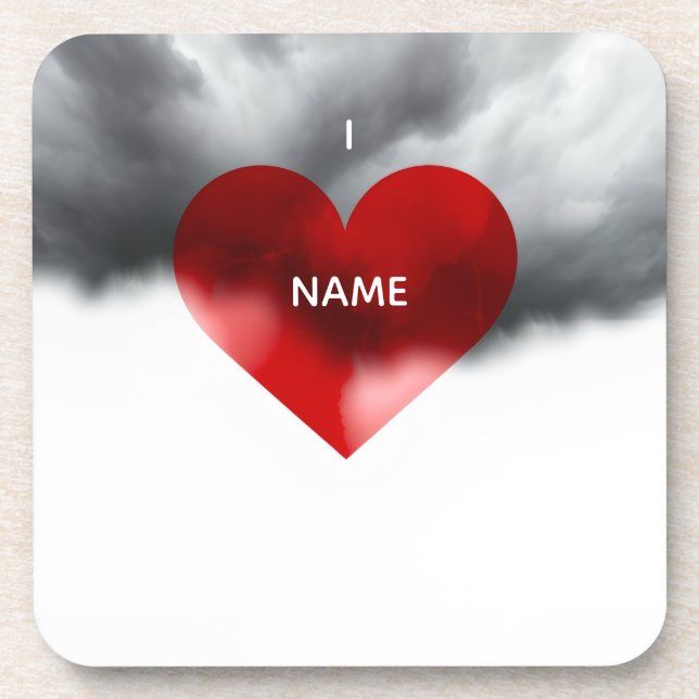 I Heart Custom Name Coaster (Front)