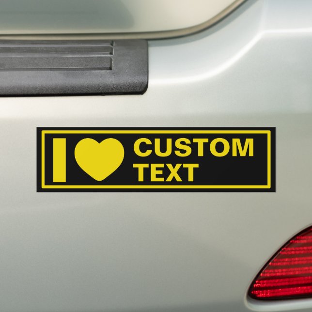 I Heart Custom Template Modern Yellow Bumper Sticker (On Car)