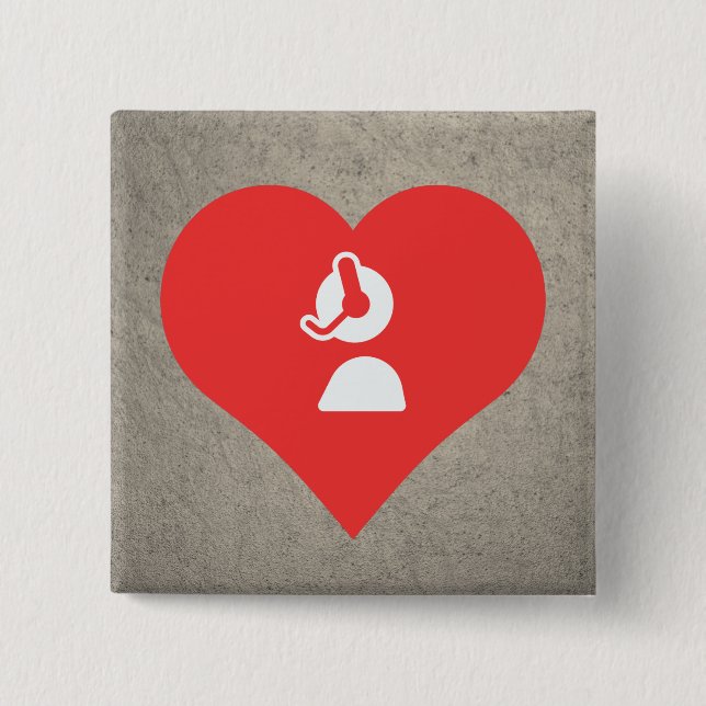 I Heart Customer Service Icon 15 Cm Square Badge (Front)