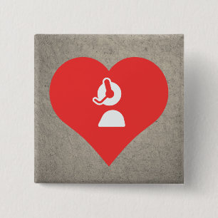 I Heart Customer Service Icon 15 Cm Square Badge