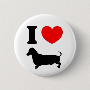 I Heart Dachshund 6 Cm Round Badge