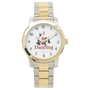 I Heart Dancing Black Numbers Watch