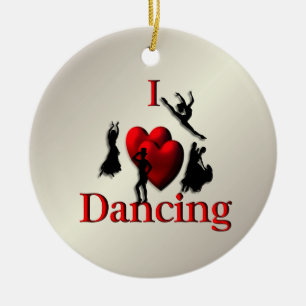 I Heart Dancing Gold Ceramic Tree Decoration