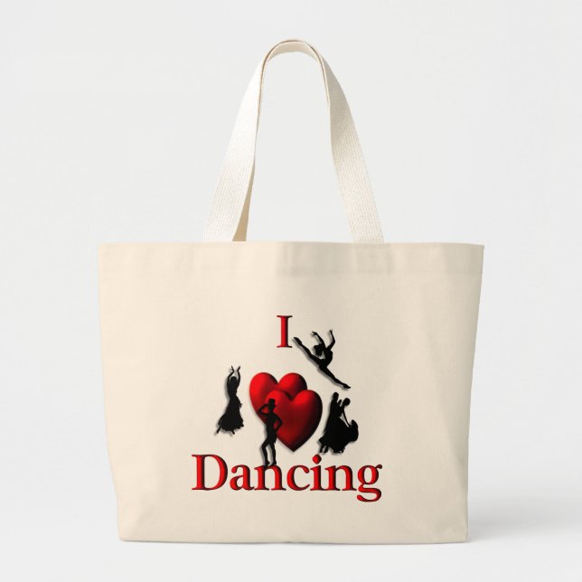 I Heart Dancing Large Tote Bag (Front)