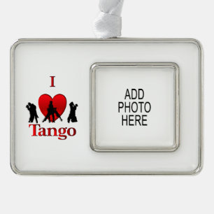 I Heart Dancing Personal Photo Silver Plated Framed Ornament