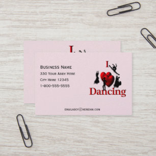 I Heart Dancing Pink Business Card