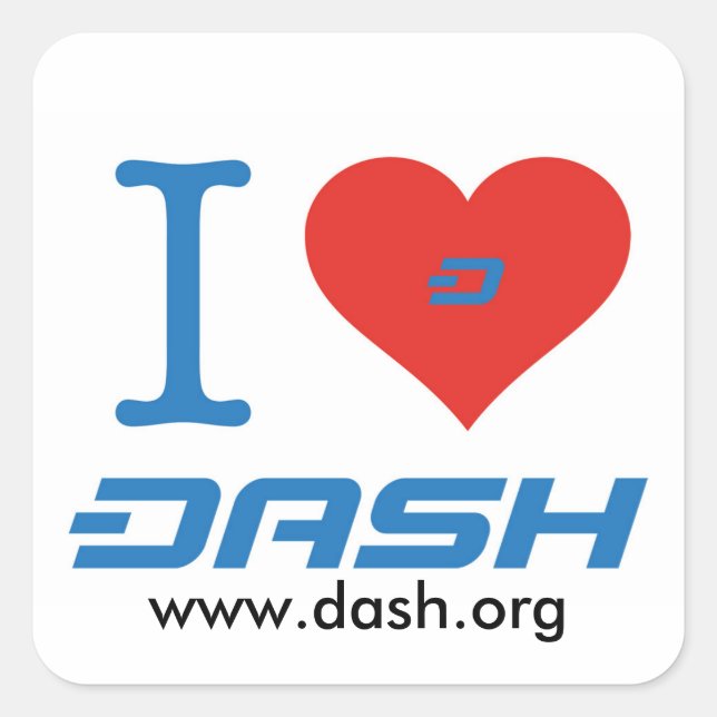I Heart Dash Square Sticker (Front)