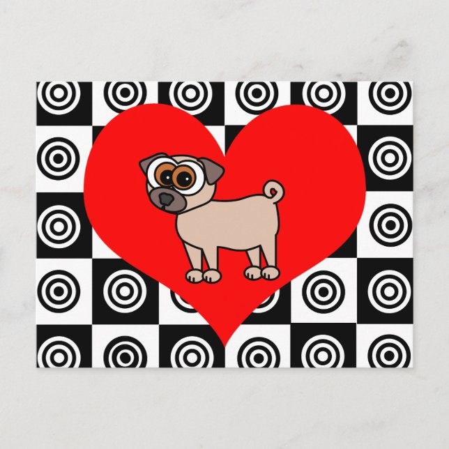 I Heart Dogs - Black ,Red, White Postcard (Front)